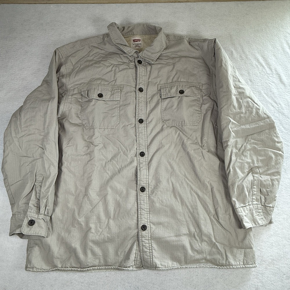 Levi's Jacket Men 3XL Beige Trucker Sherpa Lined Work Heavy‎ Outdoors Shacket